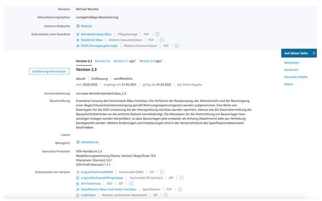 Beispiele der Informationen im XRepository
